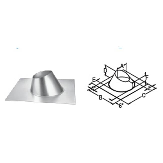 M & G Duravent 46DVA-F6 4 Inch  x 6 Inch  DirectVent Pro 0/12-6/12 Pitch Roof Flashing