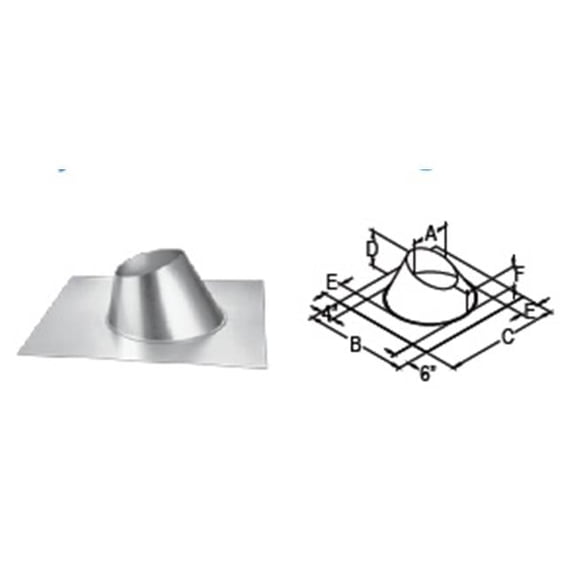 M & G Duravent 46DVA-F6 4 Inch x 6 Inch DirectVent Pro 0/12-6/12 Pitch Roof Flashing