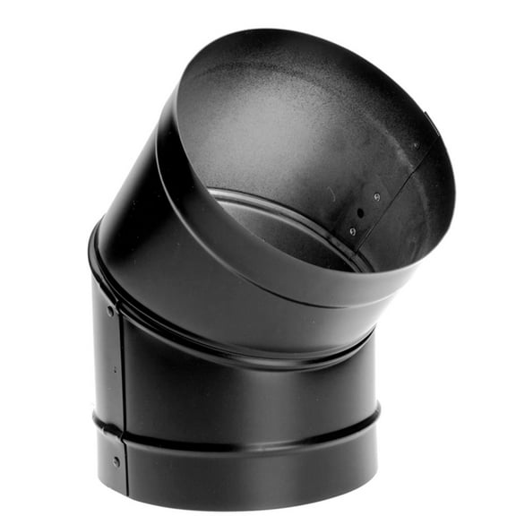 M & G Duravent 7DBK-E45 7 Inch Dura-black 24-ga Welded Black Stovepipe- 45 Deg Sectioned- Nonadjustable Elbow
