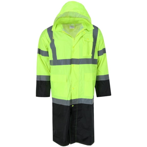 M.G.I. Adult High Visibility Long Raincoat with Foldable Hood