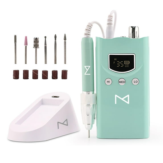 M GEM - Professional Brushless 35k RPM Nail Drill E-File - 3 Adjustable RPM Zones, Forward/Reverse, Long Battery Life - Salon-Grade Nail Care Tool (Teal)