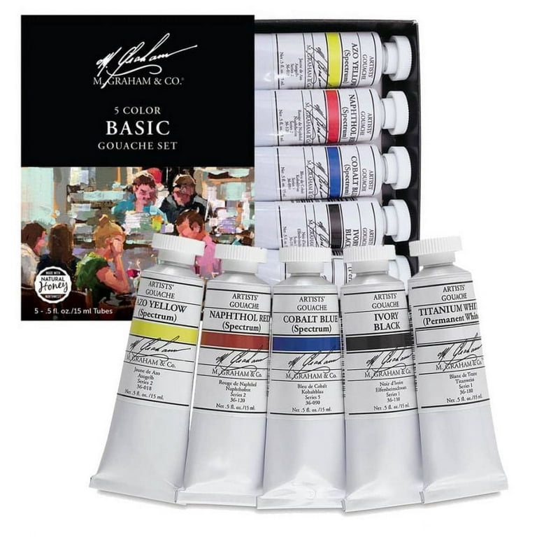 M Graham 5 Color Basic Gouache Set