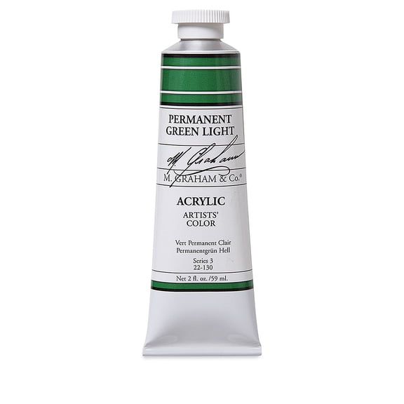 M. Graham Artists' Acrylics - Permanent Green Light, 2 oz tube
