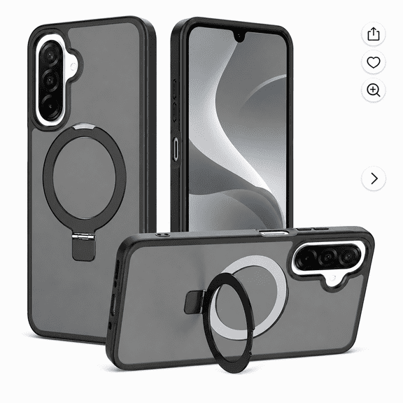 M&H Hybrid Gradient Translucent Case for Samsung Galaxy A17/A16/A26, Magnetic Soft TPU Matte Protective Cover with Ring Kickstand Black