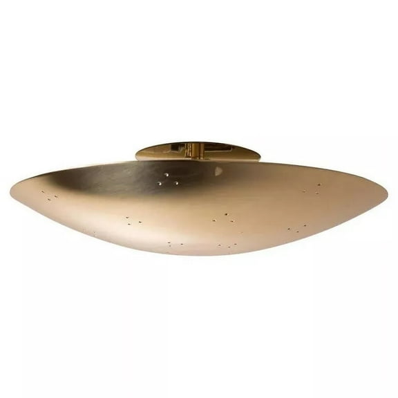 M H OVERSEAS 6-Light Elegant Ceiling Flush Mount Pendant Light in Brass - Italian-Inspired Disk Lamp for Living Room, Dining Room, and Bedroom