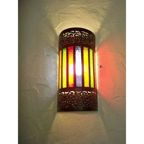 M H OVERSEAS Moroccan Handmade Chiseled Iron Wall Sconce - Unique Lantern Chandelier Design, M3 Style, for Living Room