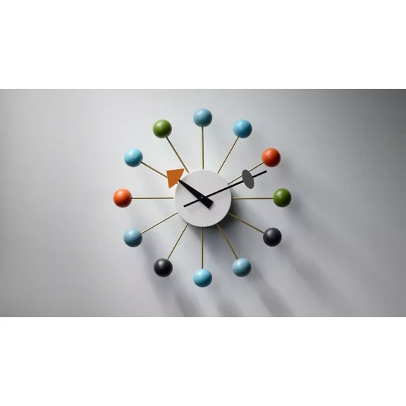 M H OVERSEAS New Contemporary Modern Retro Multi-Colored George Nelson Ball Wall Clock 18-Inch Mid-Century Inspired Design for Living Room