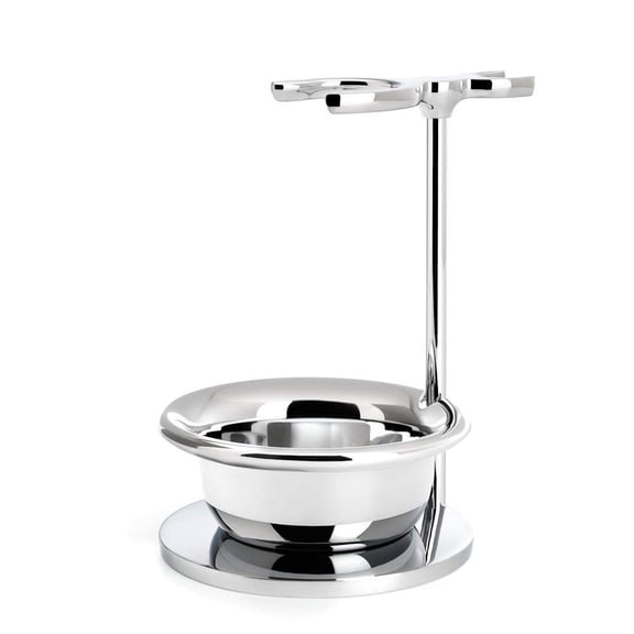MHLE Chrome Shaving Set Stand for SOPHIST and CLASSIC series Brushes & Razors with Bowl