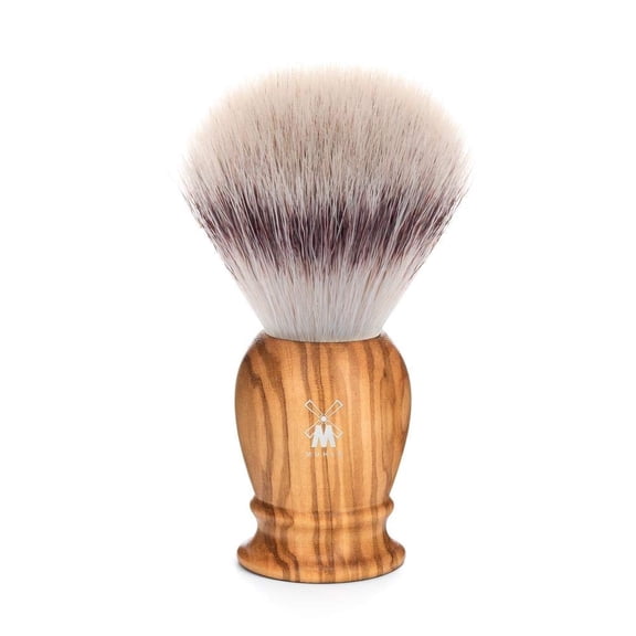 MHLE Classic Olive Wood Large Silvertip Fiber Shaving Brush - Synthetic Luxury Shave Brush for Men, Rich Lather