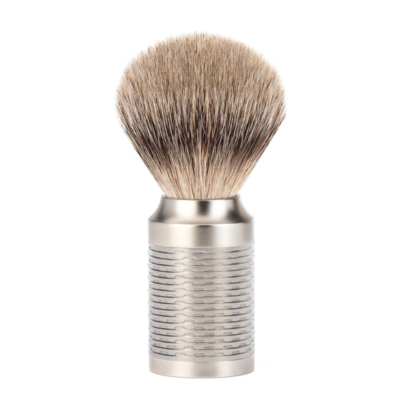 MHLE ROCCA Pure Matt Stainless Steel Silvertip Shaving Brush