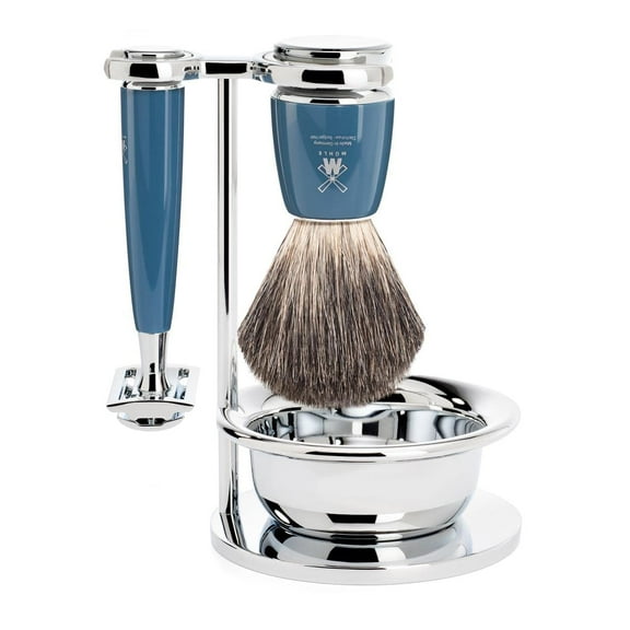 MHLE RYTMO 4-piece Pure Badger Double Edge Safety Razor (Closed Comb) Shaving Set For Men - Perfect for Every Day Use, Barbershop Quality Close Smooth Shave