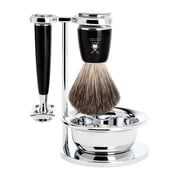M HLE RYTMO 4-piece Pure Badger Double Edge Safety Razor Closed Comb Shaving Set For Men - Perfect for Every Day Use, Barbershop Quality Close Smooth Shave