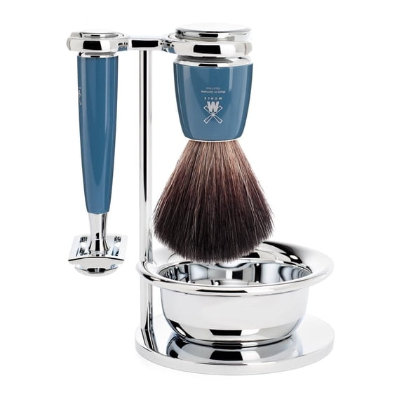 MHLE RYTMO Black 4-piece Black Fiber Safety Razor (Closed Comb) Shaving Set For Men - Perfect for Every Day Use, Barbershop Quality Close Smooth Shave
