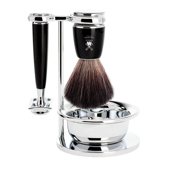 MHLE RYTMO Black 4-piece Black Fiber Safety Razor (Closed Comb) Shaving Set For Men - Perfect for Every Day Use, Barbershop Quality Close Smooth Shave