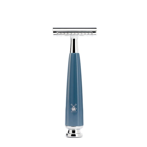 MHLE RYTMO Double Edge Safety Razor (Closed Comb) For Men - Perfect for Every Day Use, Barbershop Quality Close Smooth Shave Petrol Blue