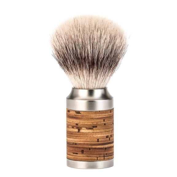MHLE Rocca Stainless Steel/Birch Bark Silvertip Fibre Shaving Brush
