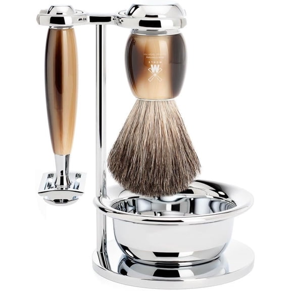 MHLE VIVO 4-piece Pure Badger Modern Safety Razor Luxury Wet Shaving Set - Perfect for Every Day Use, Barbershop Quality Close Smooth Shave