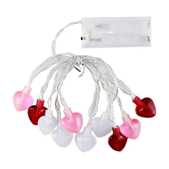 M Heart Shaped Battery-Operated String Lights, Medium Length With Plastic Material, Romantic Decor For Home, Celebration, Anniversary, 78.74 In 0.44 Lb