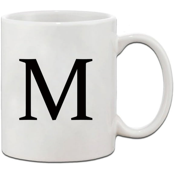 M Initial Monogram Personalized Letter M Ceramic Mug Coffe Cup Holiday Christmas Hanukkah Gift For Men & Women