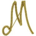 thumbnail image 1 of "M" Initial Pin Brooch Large Script Gold Tone Rope Ladies Adult Female Women, 1 of 2