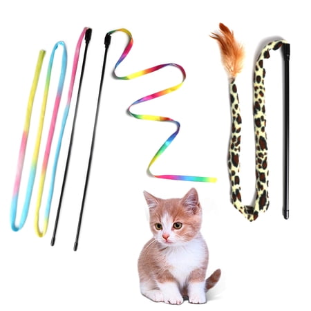 M JJYPET  Cat Wand Toys,  Kitten Toys for Indoor Cats,Colorful Cat Teaser Wand String for Cat Kitten Exercise-3PCS