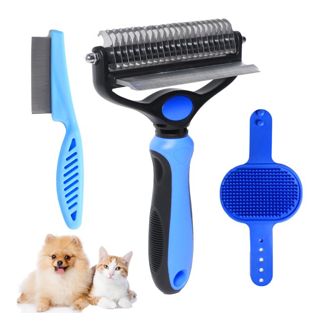M JJYPET 2in1 Pet Grooming Brush & Undercoat Rake, Suitable For Cats