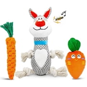 M JJYPET Puppy Toys,Stuffed Plush Squeaky Dog Chew Toys for Small Medium Large Dogs, Interactive Tough Rope Dog Toys for Teeth Cleaning