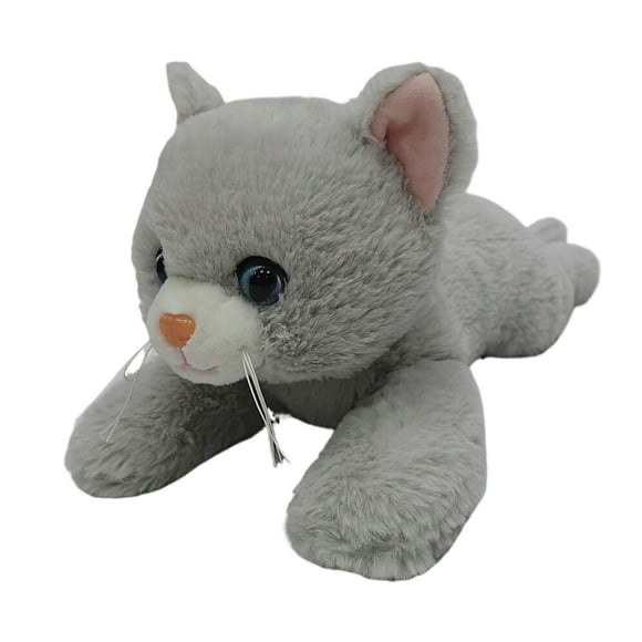 Medium Lying Cat Plush, Gray, 8", Valentine's Day by Way To Celebrate