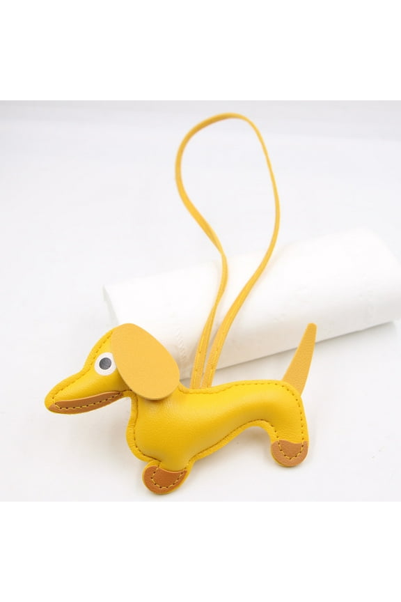 M Leather Sausage Dog Keychain With Hand-Sewn Design, Long-Lasting Material And Carabiner Hook For Bag Accessory, Backpack Decoration And Keys Holder