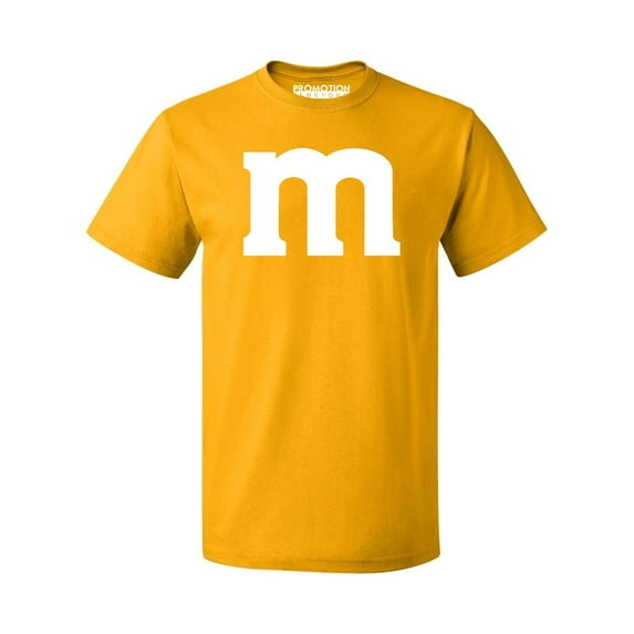 M Letter Funny Halloween Team Costume Men's T-shirt, 3XL, Gold