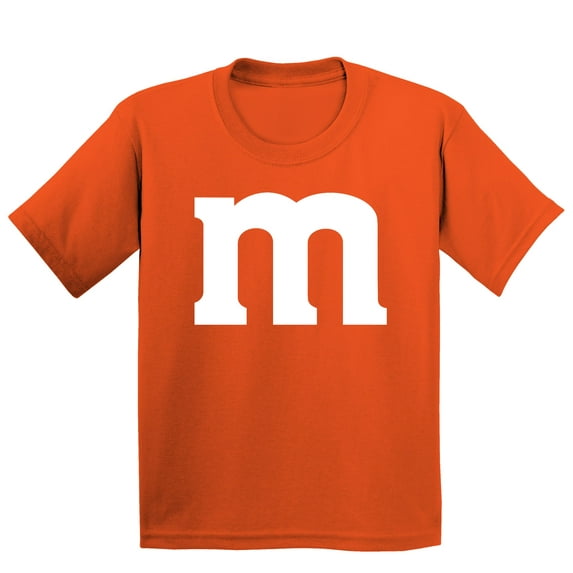 M Letter Funny Halloween Team Costume Youth T-shirt, Youth XS, Orange