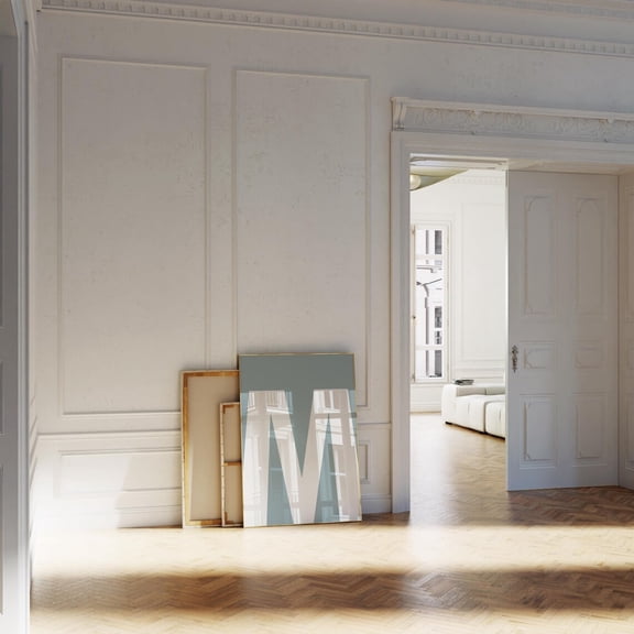 M Letter Print Blue Alphabet Wall Art Initial Minimalist UNFRAMED Poster, Wall Art for Decor, Present, 8x12