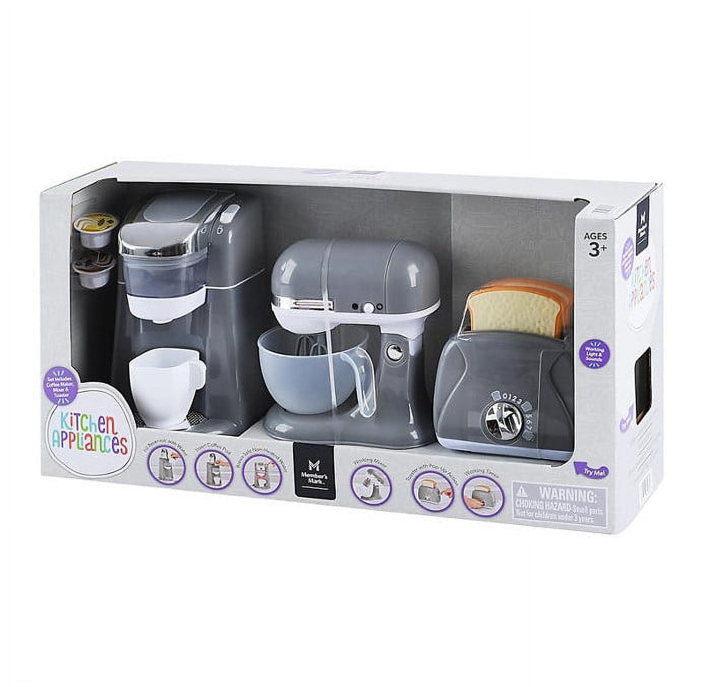 M.M 3Pc. Gourmet Kitchen Appliance Set (Gray) Realistic Sounds and