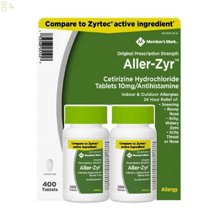 M-M Aller-Zyr, 400 Ct Cetirizine Hcl, 10 Mg., Antihistamine M-M Aller-Zyr, 400 Ct Cetirizine Hcl, 10 Mg., Antihistamine