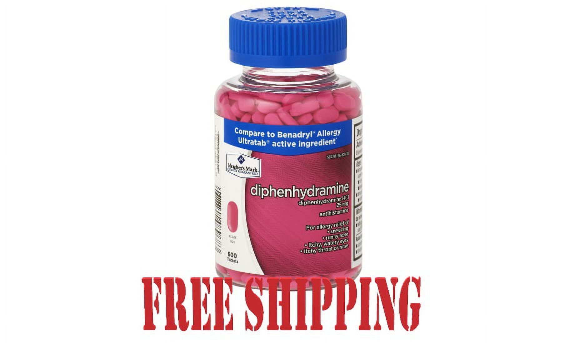 M.M Allergy Medicine 600 Tablets 25 mg Diphenhydramine Antihistamine