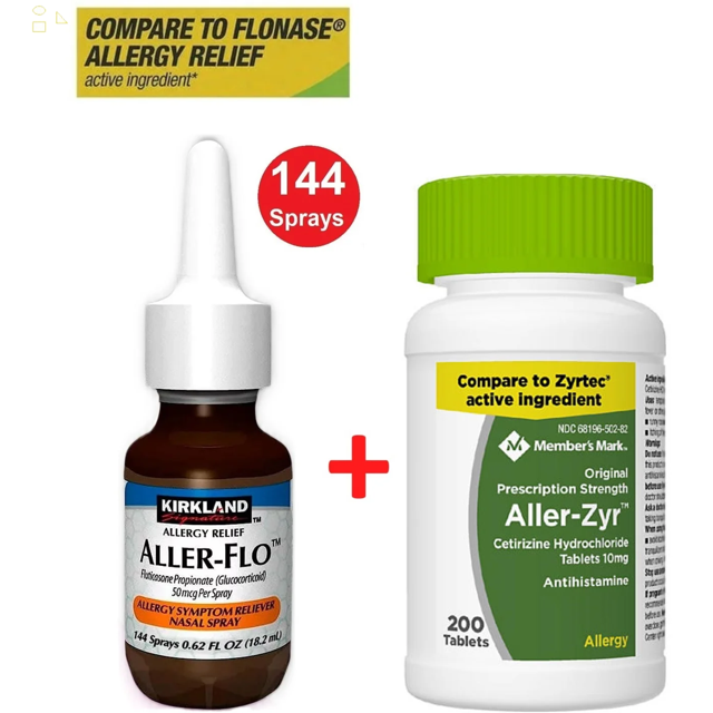 MM Cetirizine 200 Ct. + KS 1 Fluticasone Nasal Spray NonDrowsy