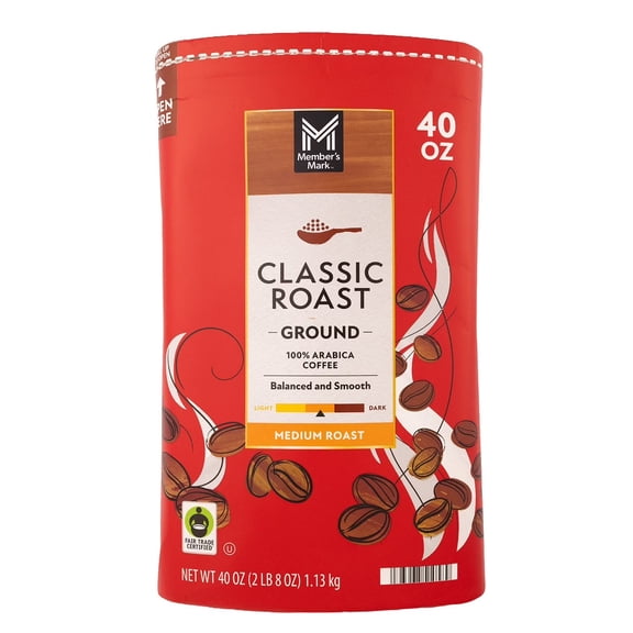 M M Classic Medium Roast Ground Coffee, 40 oz.