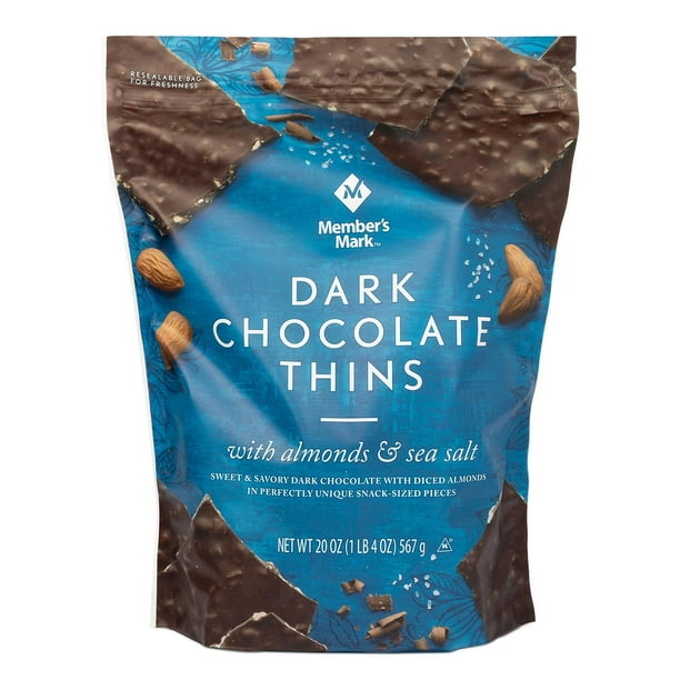 M.M Dark Chocolate Thins with Almonds and Sea Salt (20 oz.) Walmart