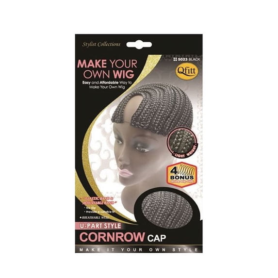 M&M Headgear Cornrow Cap U Part Style Black,Pack of 12