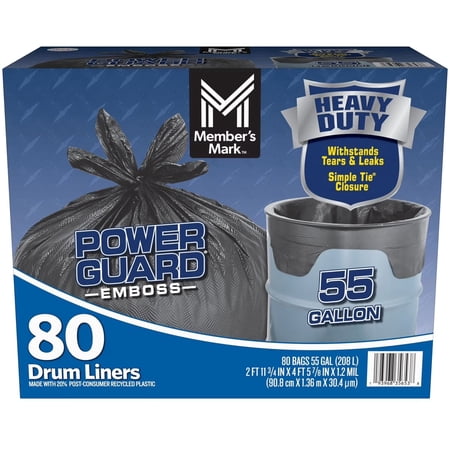 M M Heavy Duty 55-Gallon Drum Liner Trash Bags, 80 ct.