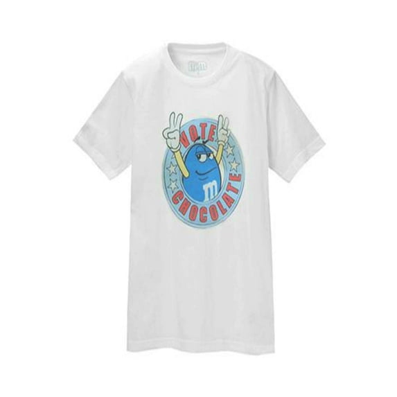 M&M M&M's Candy Silly Character Face Vote Chocolate White Men T-Shirt (Size XL, Vote Chocolate White)