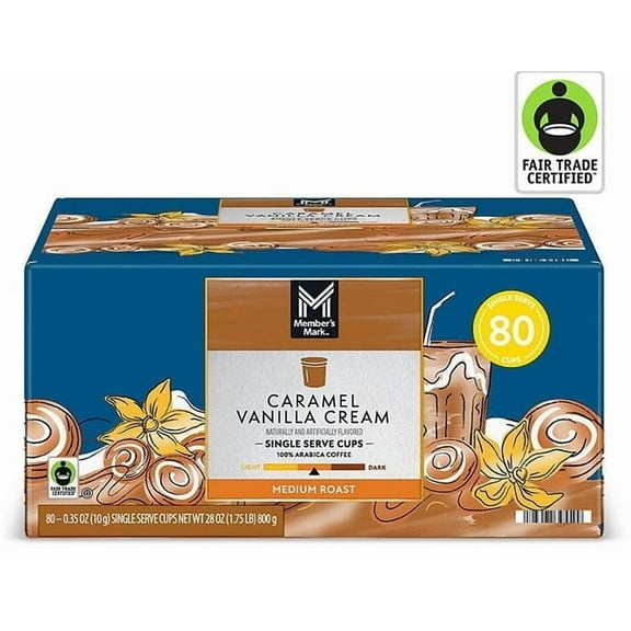M&M Medium Roast Coffee Pods, Caramel Vanilla Cream, 80 ct.