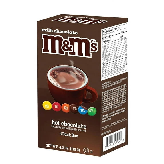 M&M Milk Chocolate Hot Cocoa Single Serve Sticks - 6 Count 4.2oz