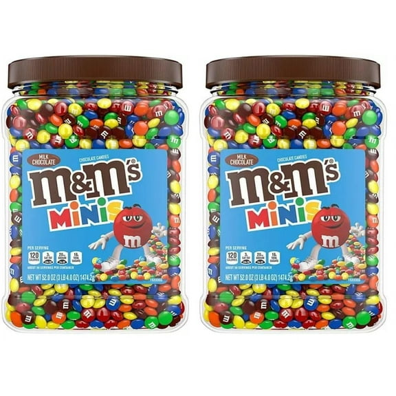 M&M Mini's 52 Oz Chocolate Candy Bulk Jars (2 Pack)