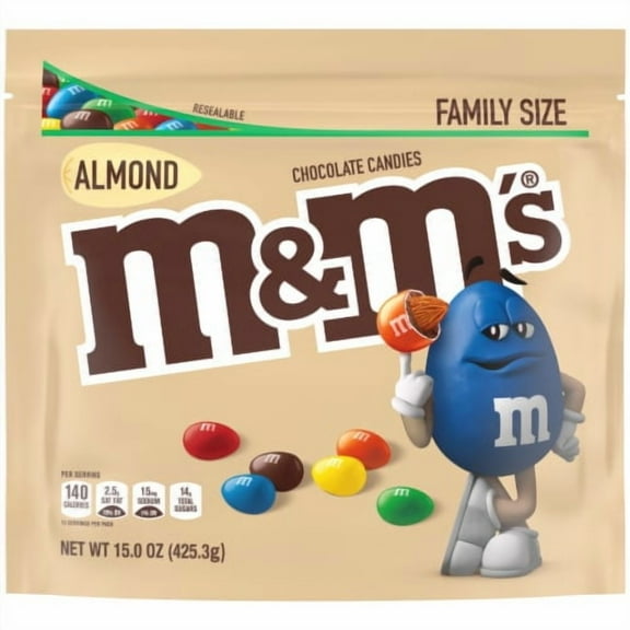 M&M'S Almond Milk Chocolate Candy Family Size Resealable Bulk Candy Bag