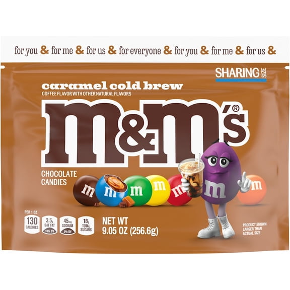 M&M'S Caramel Cold Brew Milk Chocolate Candy, Sharing Size, 9.05 oz Bag
