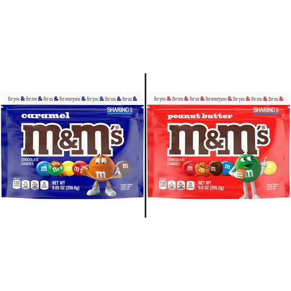 M&M'S Caramel Milk Chocolate Candy 9.05 oz & M&M'S Peanut Butter Milk Chocolate Candy 9 oz