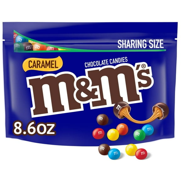 M&M'S Caramel Milk Chocolate Candy, Sharing Size, 9.05 oz Resealable Bag (Pack of 3)