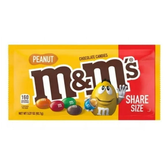 M&M'S Chocolate Candy Peanut Flavor King Size 3.27 oz., Pack of 1