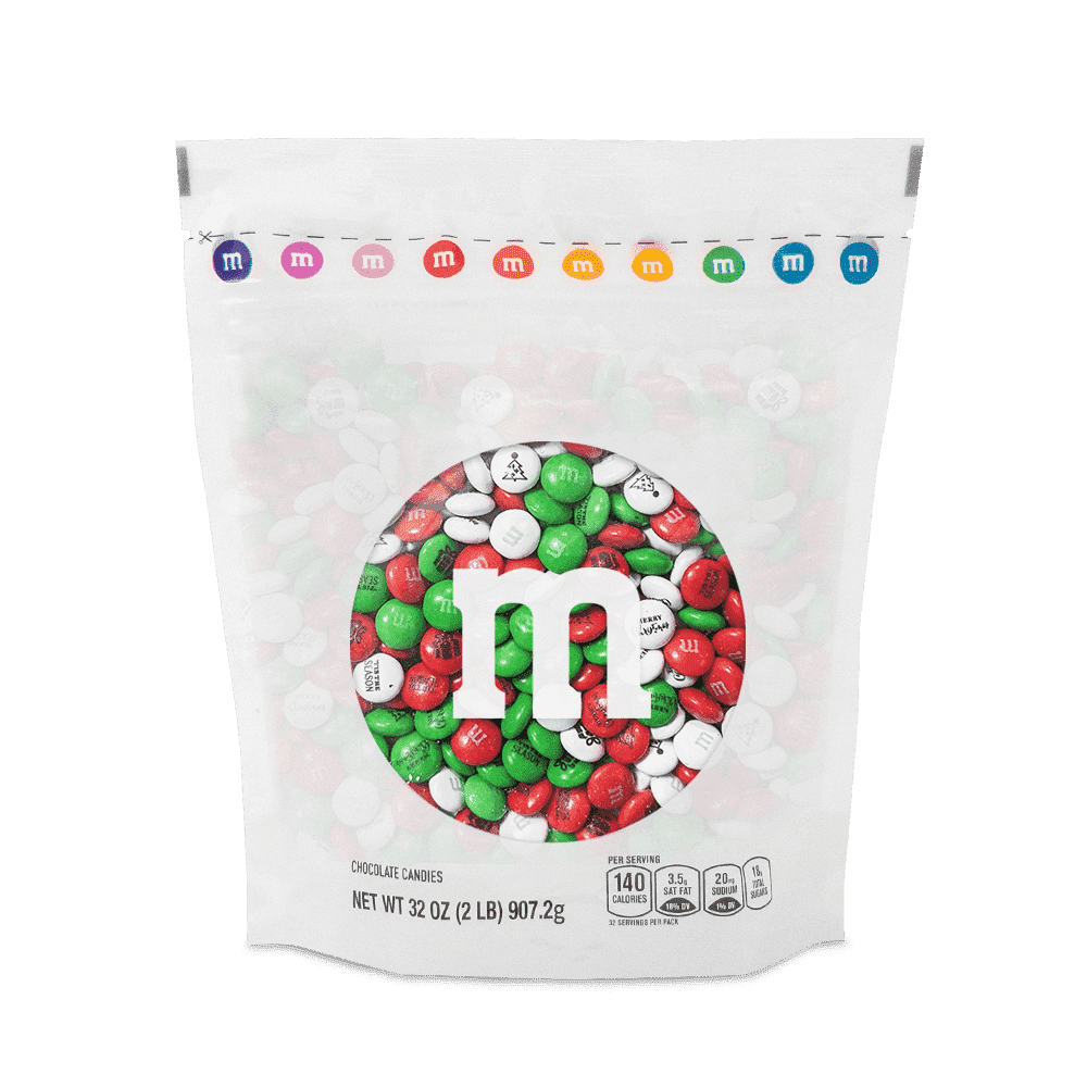 M&M'S Christmas Milk Chocolate Candy, 2lb Resealable Bulk Bag